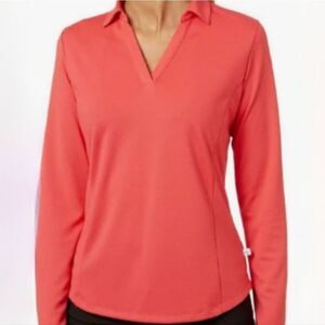 Lady Hagen® Women's Tangerine Essentials Long Sleeve Golf Polo